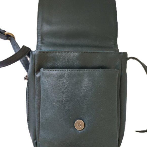 Leather Messenger Crossbody Shoulder Handbag Satchel Dark Green - Picture 2 of 15